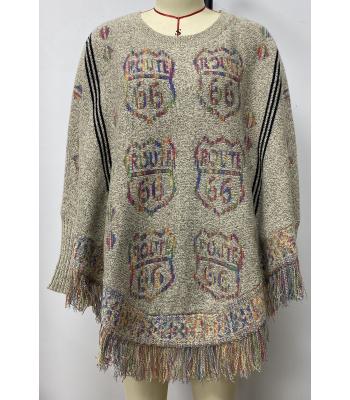 Women's Southwest Multi   ROUTE66  FRINGE PONCHO KF2290