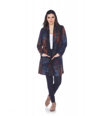 Flower Multi Pocket  Long Open Cardigan (KV91714) PREPACKED