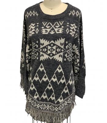 Women's Fringe Poncho (KF2187)