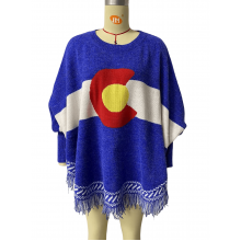 Women's Colorado sleeve Fringe Poncho Wholesale (KF2296)