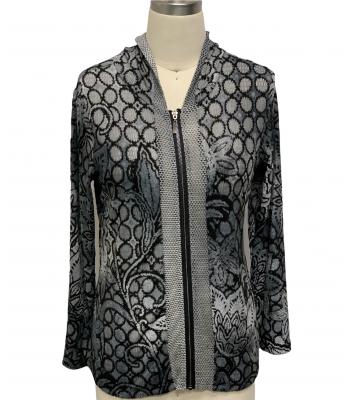 Women's Zip Grey Hooded Safari Jacket (KV8226)