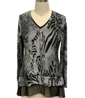 Women's V Neck Long Sleeve Top Plus Size (KV8227)