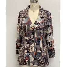 Women's Silver Floral Button Collar Pocket Jacket Wholesale RK1291