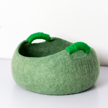 Felt Jungle Green Cat Cave  Basket CC16