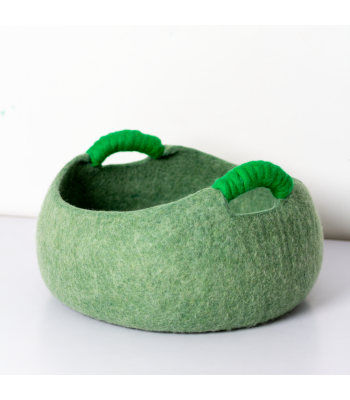 Felt Jungle Green Cat Cave Basket CC16