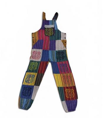 Cotton Route 66 Multi Patchwork Jumpsuit Overall D1037