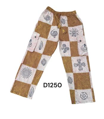 Cotton Stonewash Multi Patch Block Print Gold Rock Pant  D1250