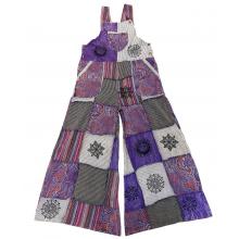 Cotton Multi Purple Patchwork Mountain Jumpsuit Overall D1272