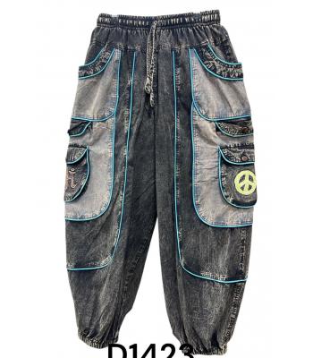 Cotton Boho  Embroidery Om Peace Pant D1423 