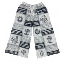 Cotton Grey Patchwork Razor Block Print Palazzo Pant D1461