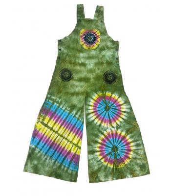 Cotton Multi Sun Artwork Tie Dye Jumpsuit Overall D1467 