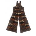 Cotton Brown Multi Razor Patchwork Block Print Festival Overall  D1483
