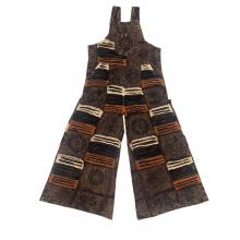 Cotton Brown Multi Razor Patchwork Block Print Festival Overall  D1483