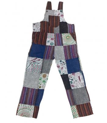Cotton Patchwork  Block Print  Jumpsuit Overall D1507