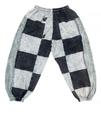 Cotton Black & White Patchwork Jogger Pant D1520