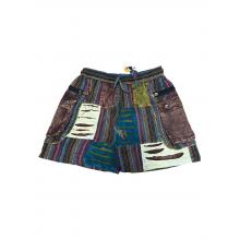 Cotton Multi Color Patchwork Razor Boho Short D1600