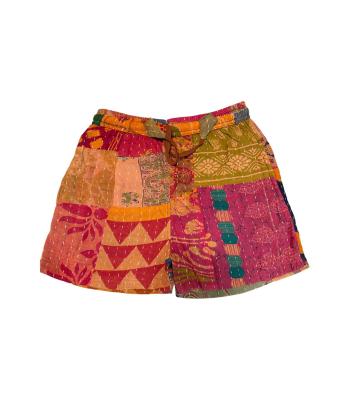Cotton Multi Color Patchwork Kantha Short D1603 