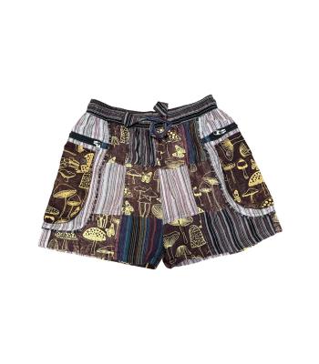Cotton Patchwork Brown Mushroom Pant D1604