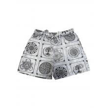 Cotton Gray Multi Block Print Boho Short D1605