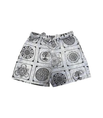 Cotton Gray Multi Block Print Boho Short D1605