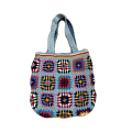 Cotton Crochet Square Pattern Blue Tote  Bag  DT25812B