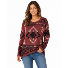 Boho Geometric Aztec Sweater Top (KF2219)
