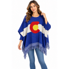 Women's Colorado sleeve Fringe Poncho Wholesale (KF2296)