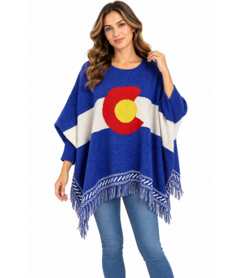 Women's Colorado sleeve Fringe Poncho Wholesale (KF2296)