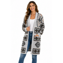 Women's Open Front Aztec  Sweater Cardigan KF23404