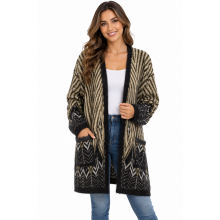 Women's Open Front Jungle Aztec Sweater Cardigan (KF23407)