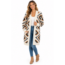 Women's Patch Pocket Super Soft Vintage Open Front Sweater Cardigan (KF23414)