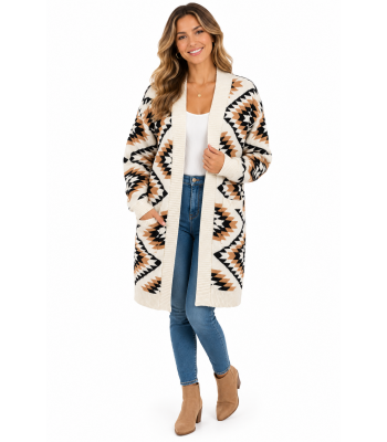 Women's Patch Pocket Super Soft Vintage Open Front Sweater Cardigan (KF23414)
