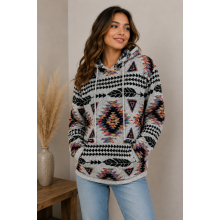 Women's Mountain Multi Aztec Hooded Pullover (KF23433)