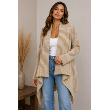 Women's  soft   knit  highlow  open front short  sweater cardigan KF24942