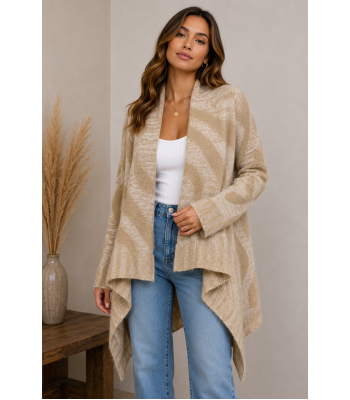 Women's  soft   knit  highlow  open front short  sweater cardigan KF24942