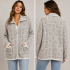 Women White Beige Super Soft Hoodie Zip Sweater Jacket KF25669