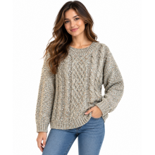 Women's  Knit  Round neck Sweater Top KM24898