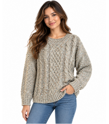 Women's  Knit  Round neck Sweater Top KM24898