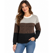 Women Grey Ombre Round Neck Top KM25526