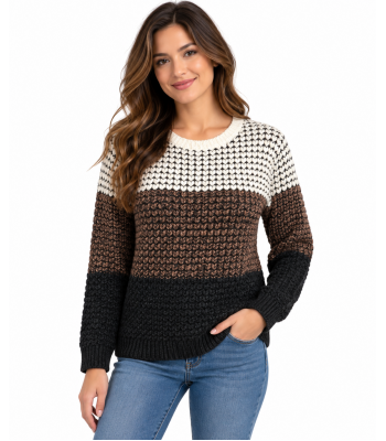 Women Grey Ombre Round Neck Top KM25526