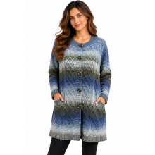 Women Knit Pocket Open Front Button Sweater  KN16048