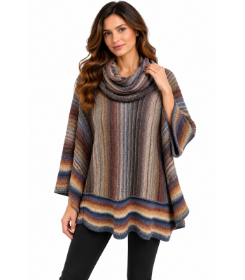 Women's Mountain Multi Cowl Neck Poncho (KN2246)