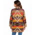Women Multi Gold Maple Boho Vintage Open Front  Cardigan KN25542