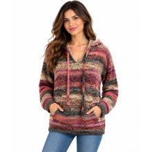 Women Multi Gemstone Hooded Sweater Pullover KN25544