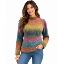 Women Forest Green Ombre Super Soft Sweater Top KN25555/KN26851