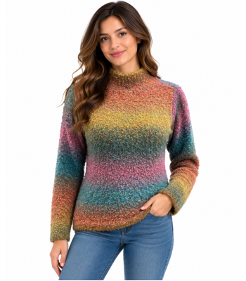 Women Forest Green Ombre Super Soft Sweater Top KN25555/KN26851