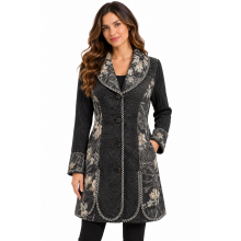 Women's  Floral Embroidery  Knit  Button  Jacquard  queen  Coat KT24778
