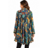 Women Navy Multi Knit Cali Button Tunic Shirt KX25601