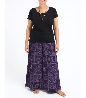 Cotton Artwork Purple Sun Moon Palazzo Pant LF129