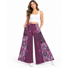 Cotton Razor Cut Crazy Artwork Palazzo Pant LF26353 Pink